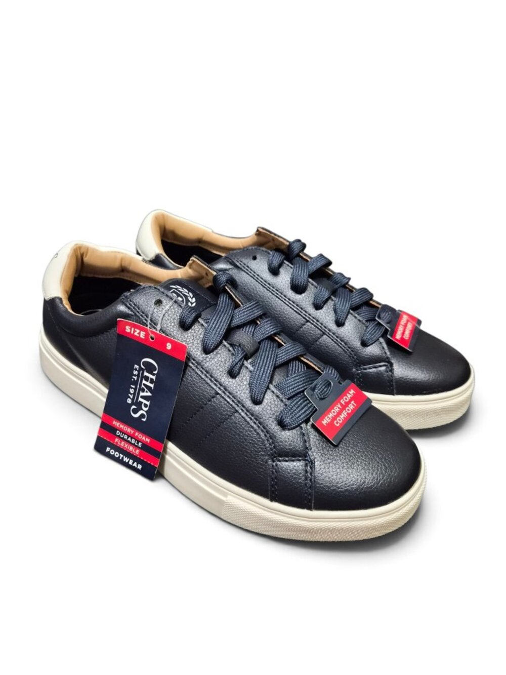 Chaps Mens Brighton Court Sneakers Navy Size 9 Memory Foam Lace-Up Comfort Shoes